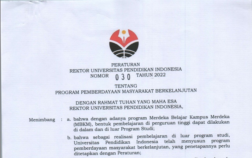 SK Rektor Tentang Program Pemberdayaan Masyarakat Berkelanjutan