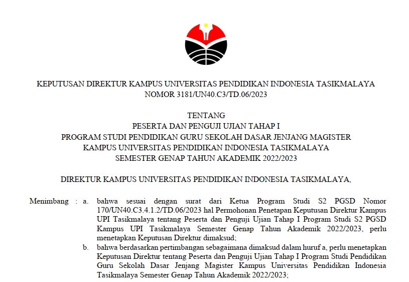 SK Ujian Tahap I Tanggal 23 Agustus 2023