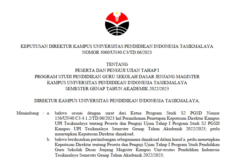 SK Ujian Tahap I Tanggal 16 Agustus 2023